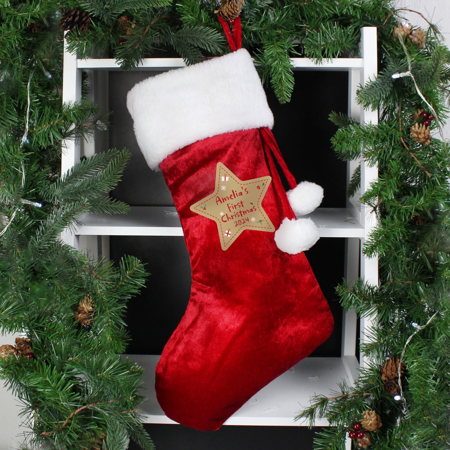 Personalised First Christmas Red Stocking