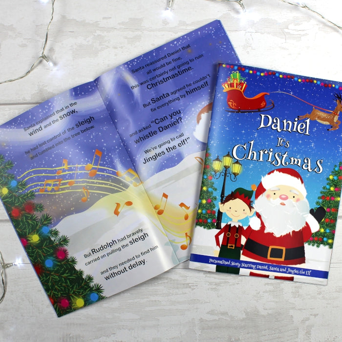 Personalised Boys ""It's Christmas"" Story Book, Featuring Santa and his Elf Jingles