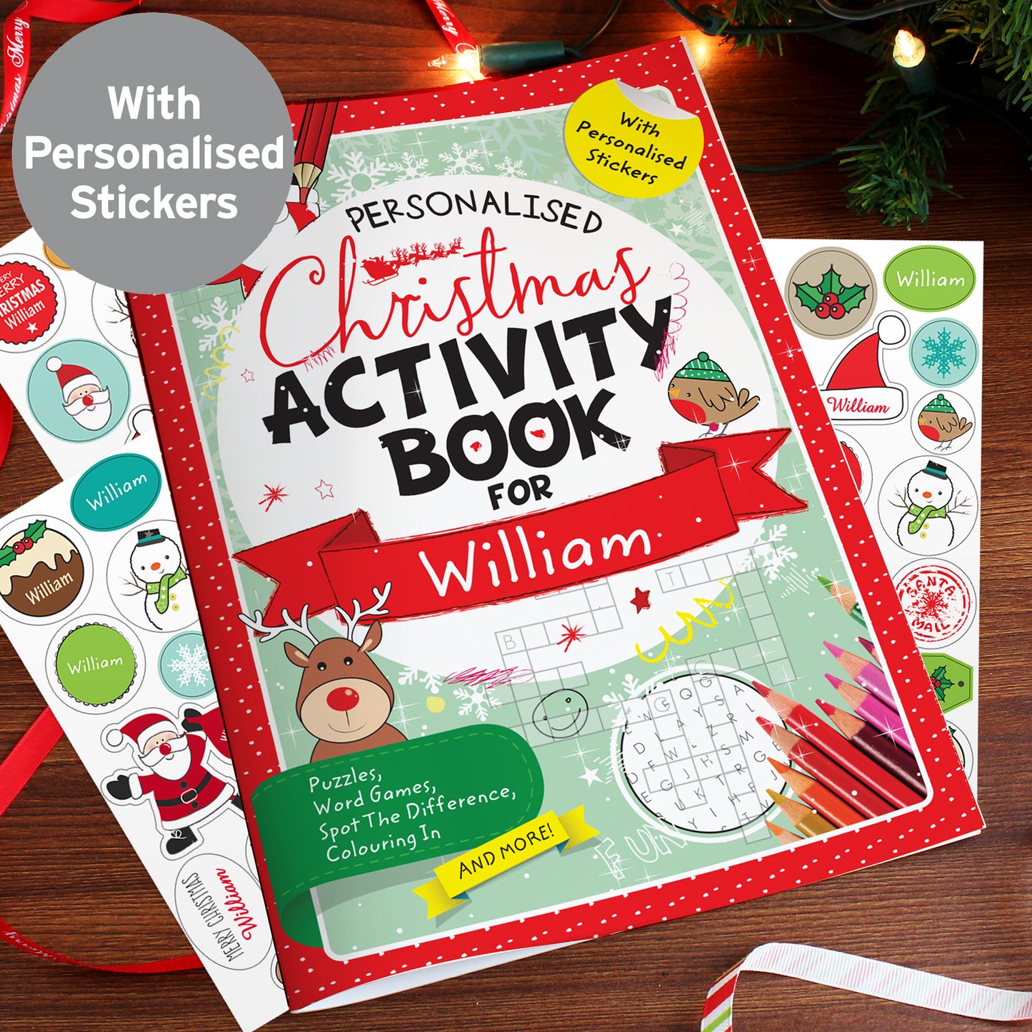 Personalised Christmas Activity Book with Stickers