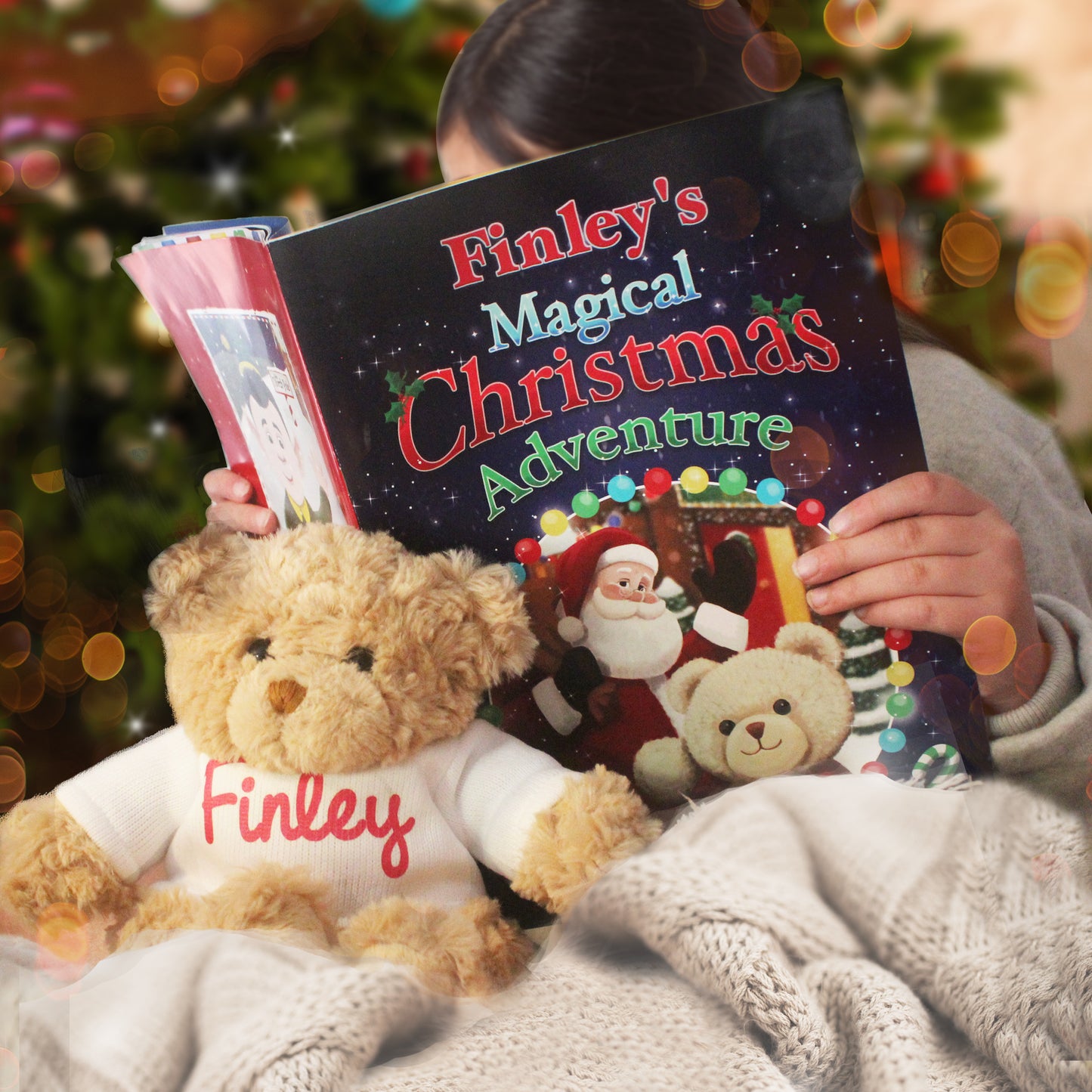 Personalised Magical Christmas Adventure Story Book and Personalised Teddy Bear