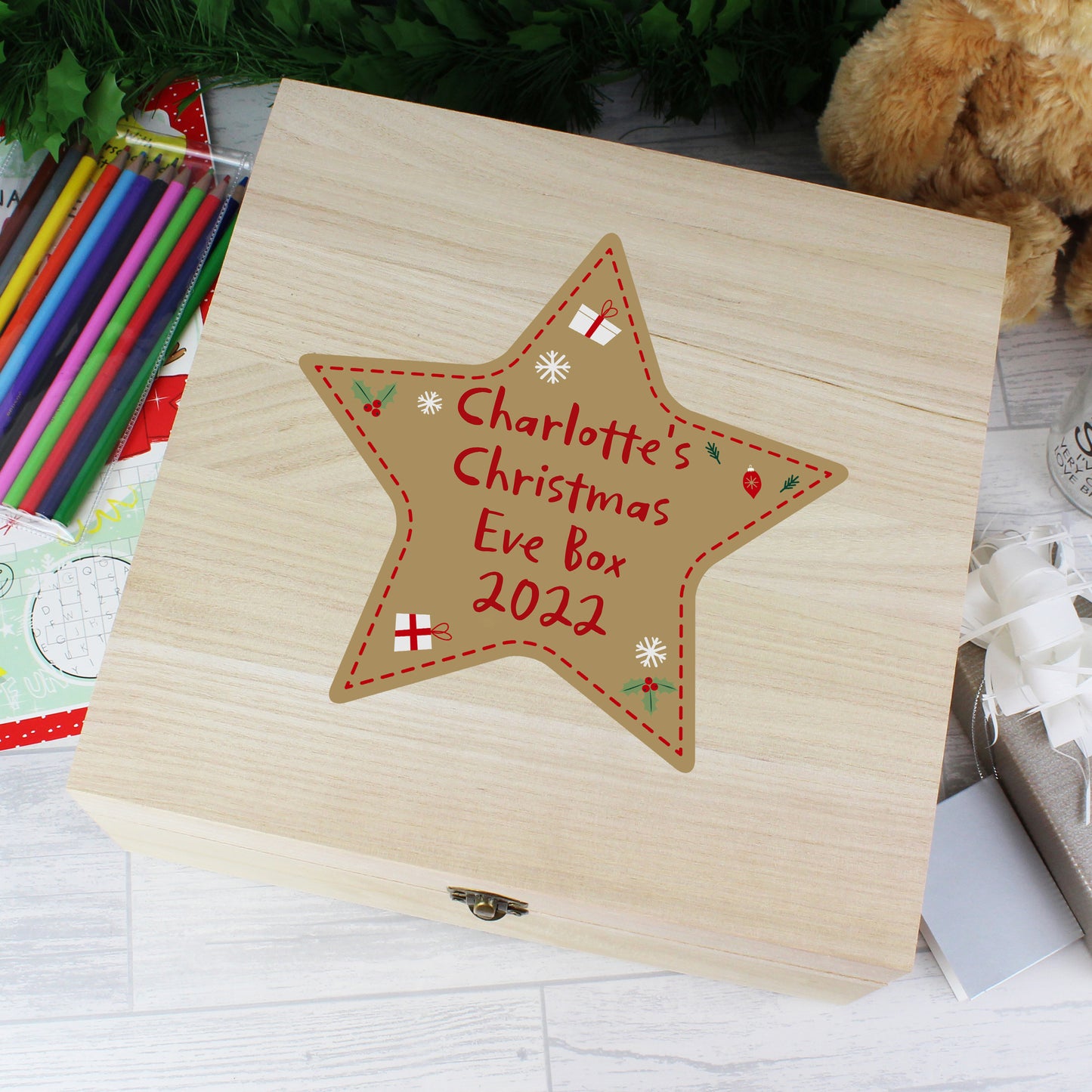 Personalised Christmas Large Wooden Keepsake Box