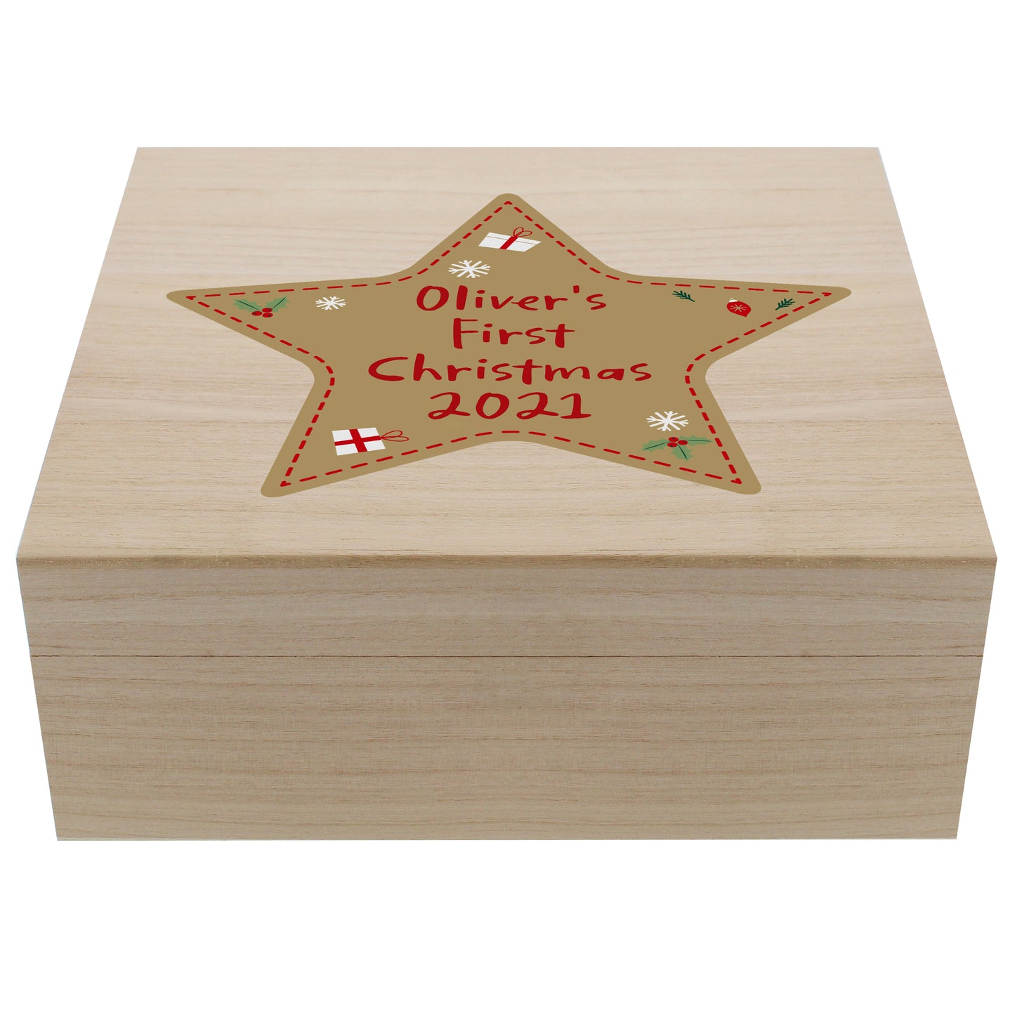 Personalised Christmas Large Wooden Keepsake Box