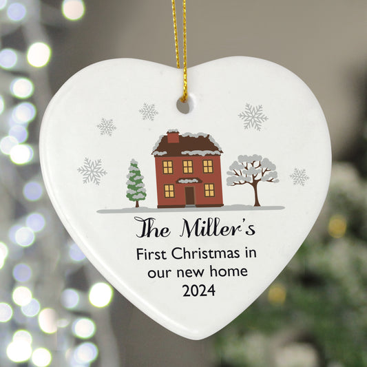 Personalised Cosy Christmas Ceramic Heart Decoration