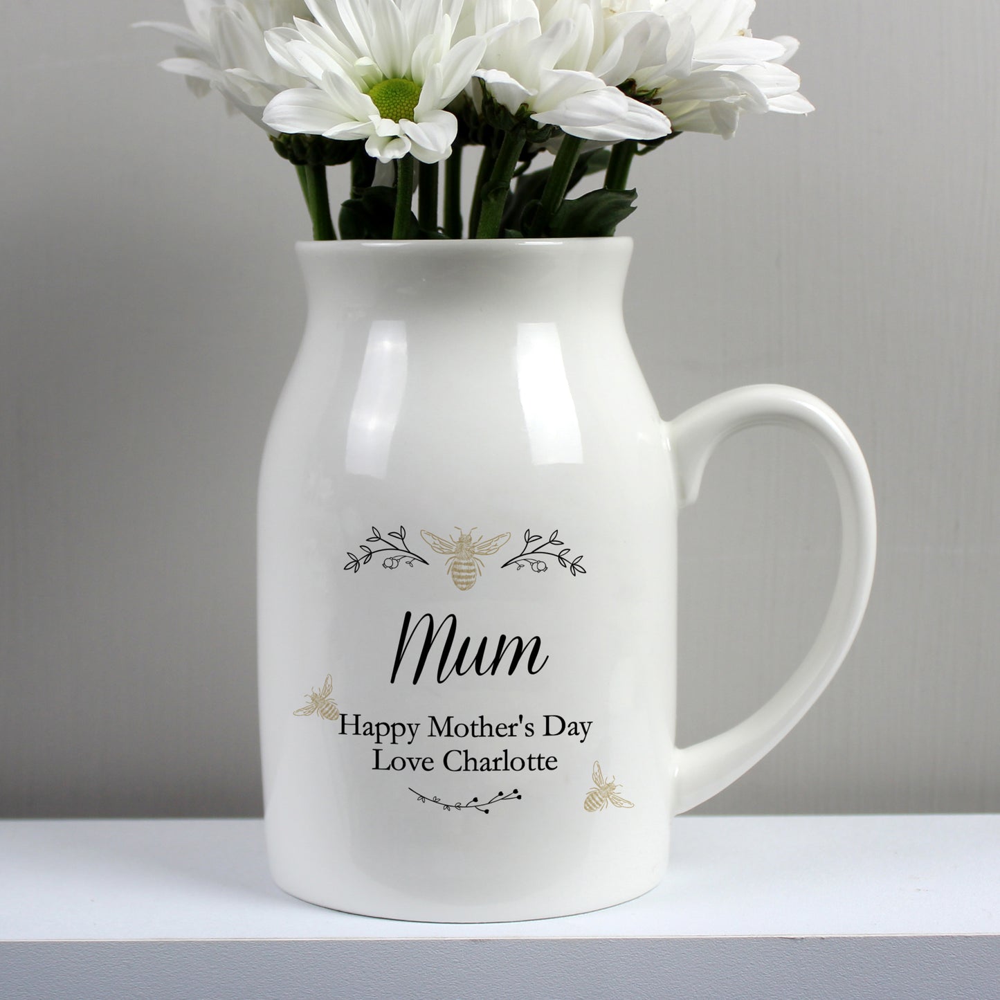 Personalised Floral Bee Flower Jug Vase