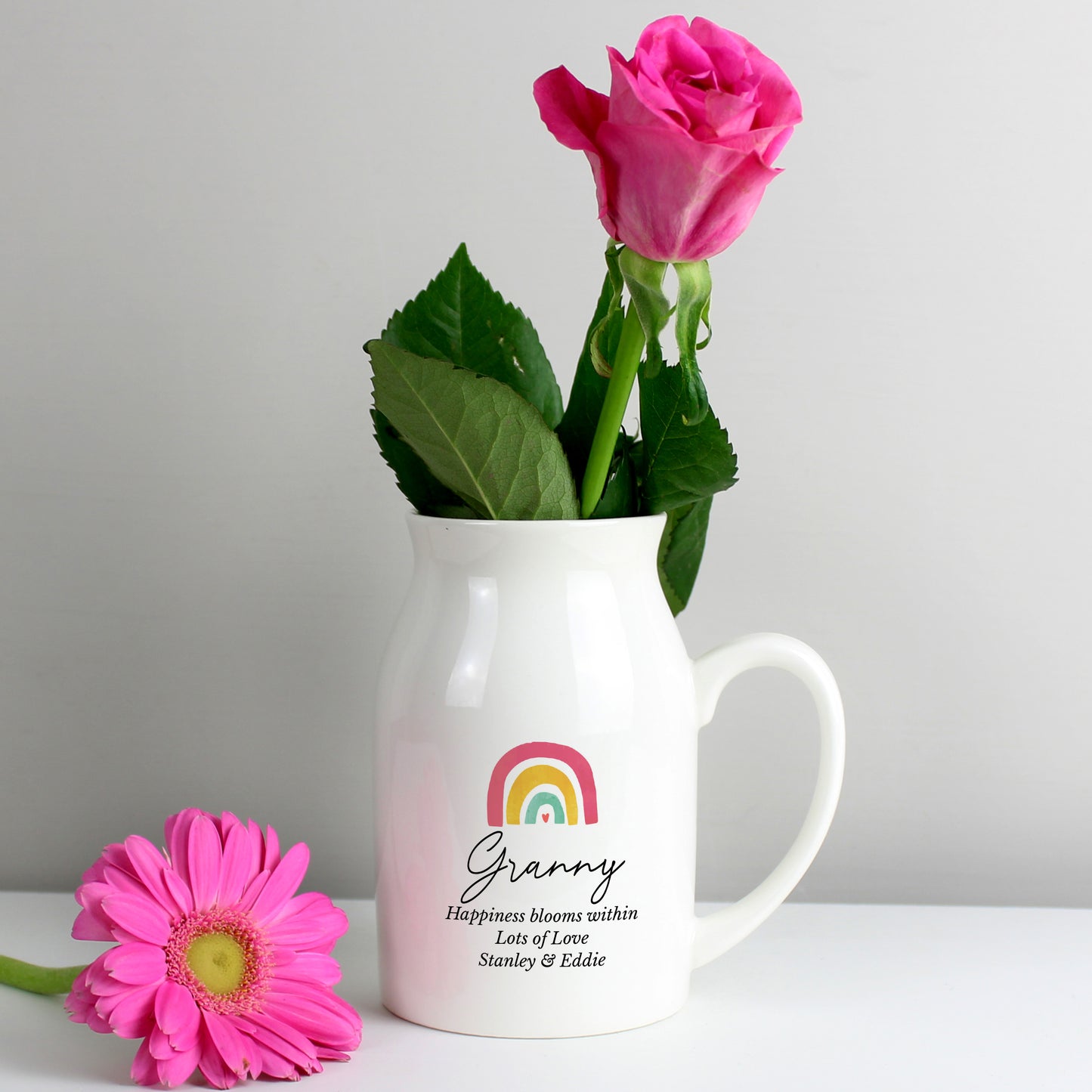 Personalised Rainbow Flower Jug Vase