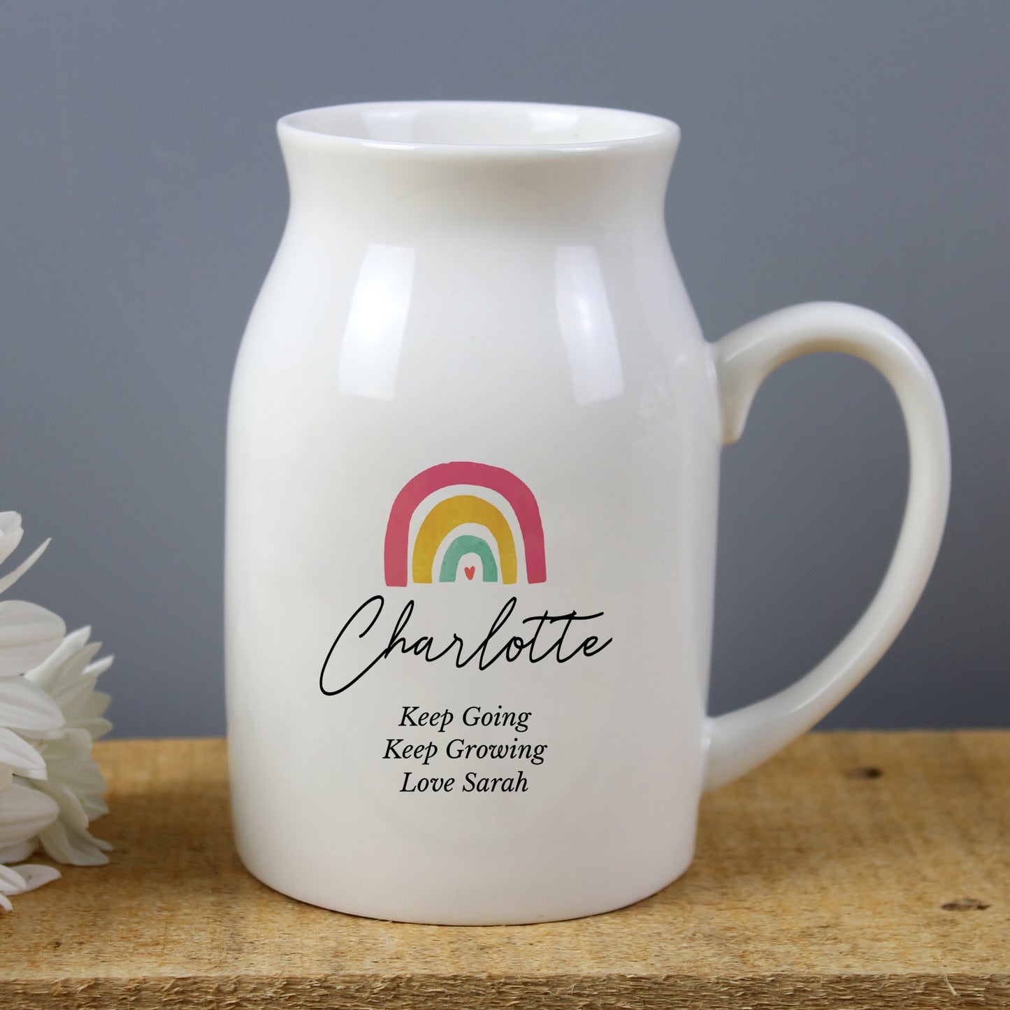 Personalised Rainbow Flower Jug Vase