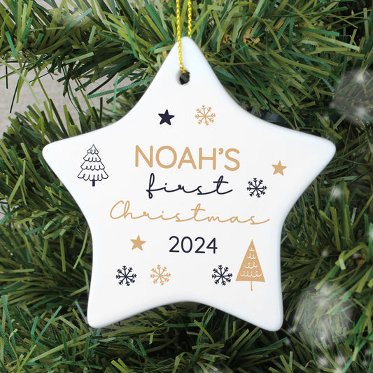 Personalised First Christmas Star Christmas Tree Decoration