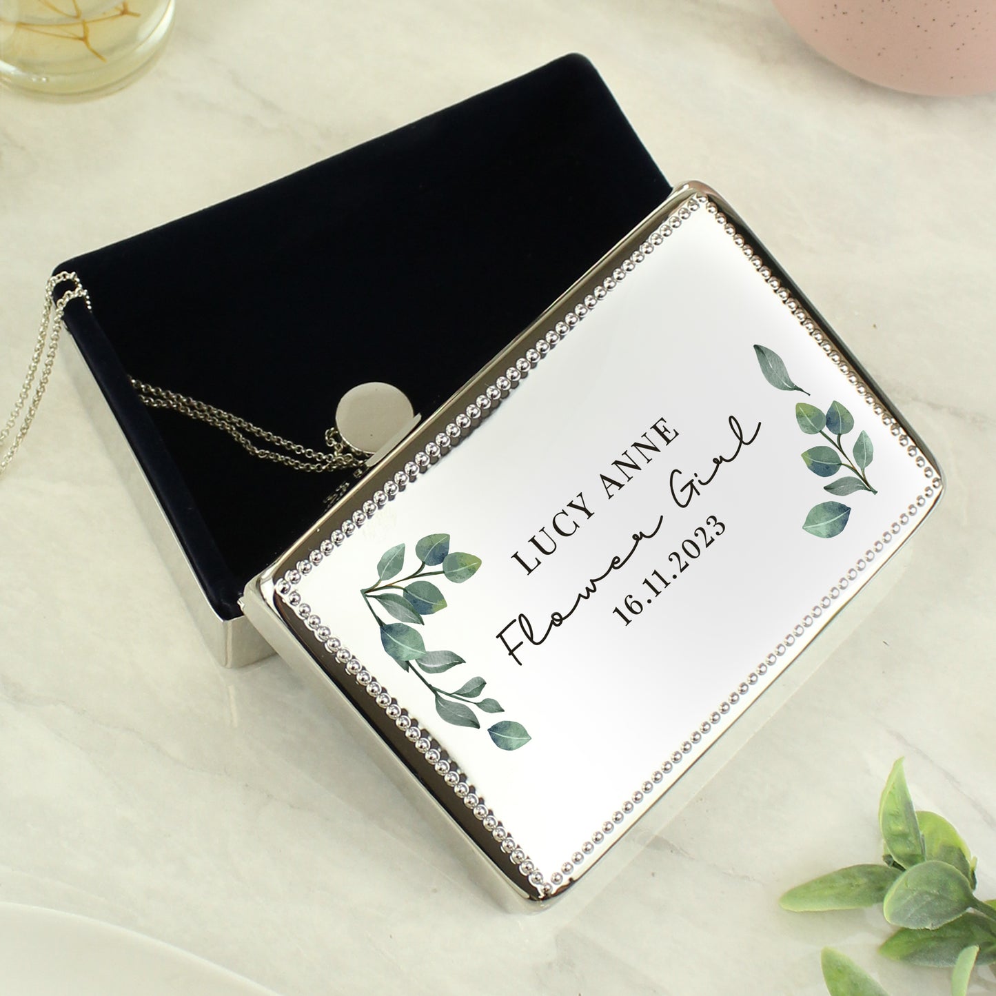 Personalised Botanical Rectangular Jewellery Box