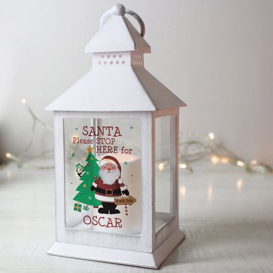 Personalised Santa White Lantern