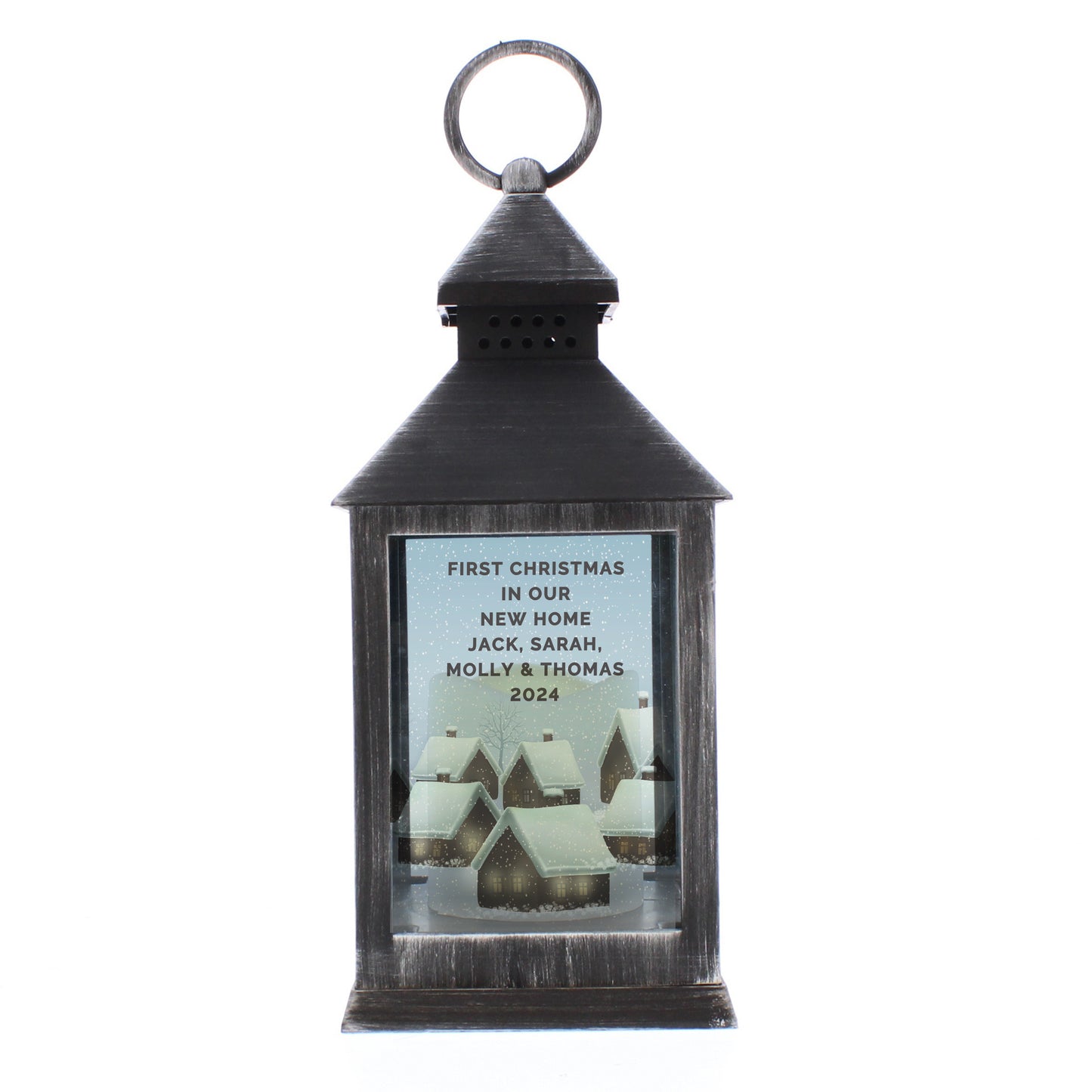 Personalised Christmas Town Black Lantern