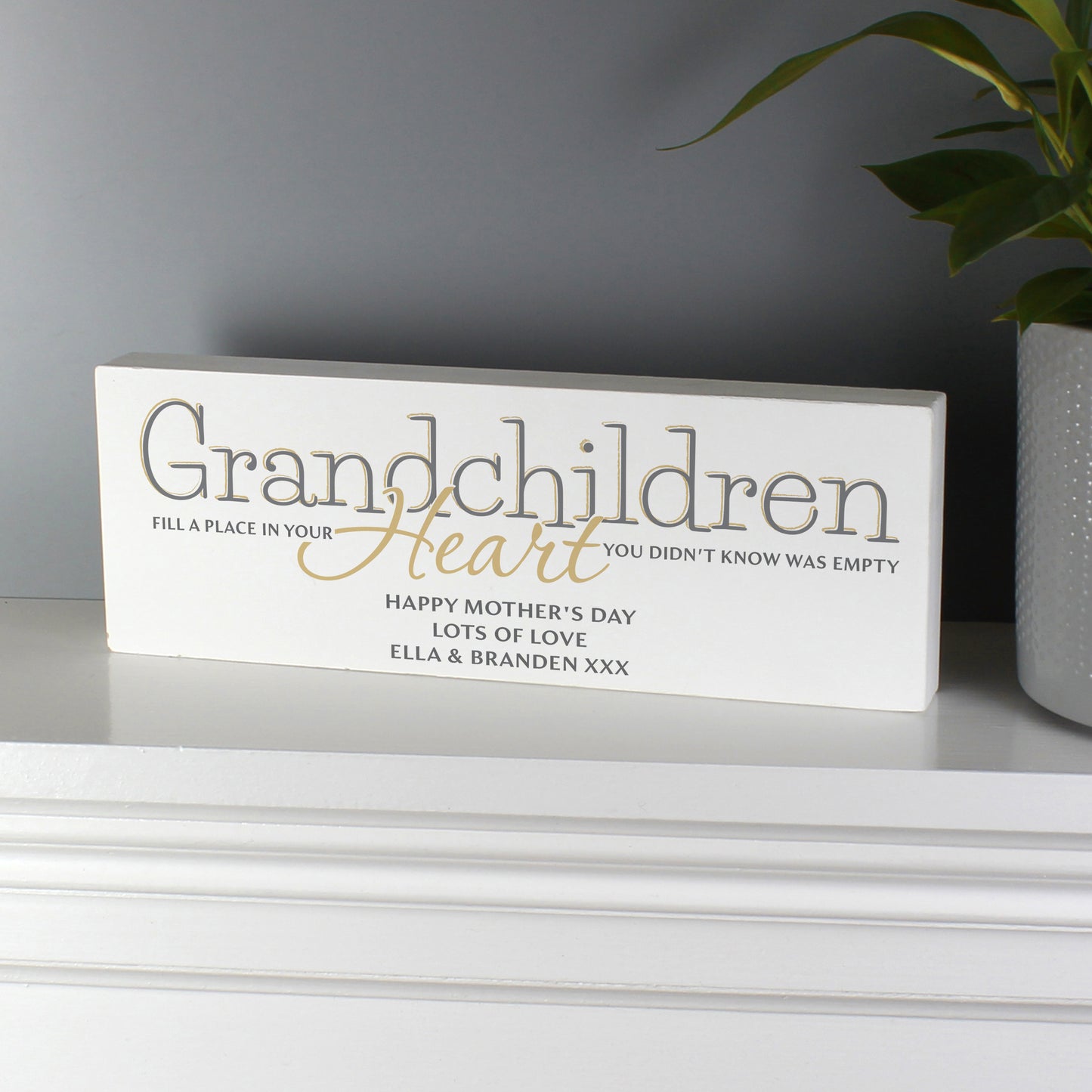 Personalised Grandchildren Wooden Mantel Decoration