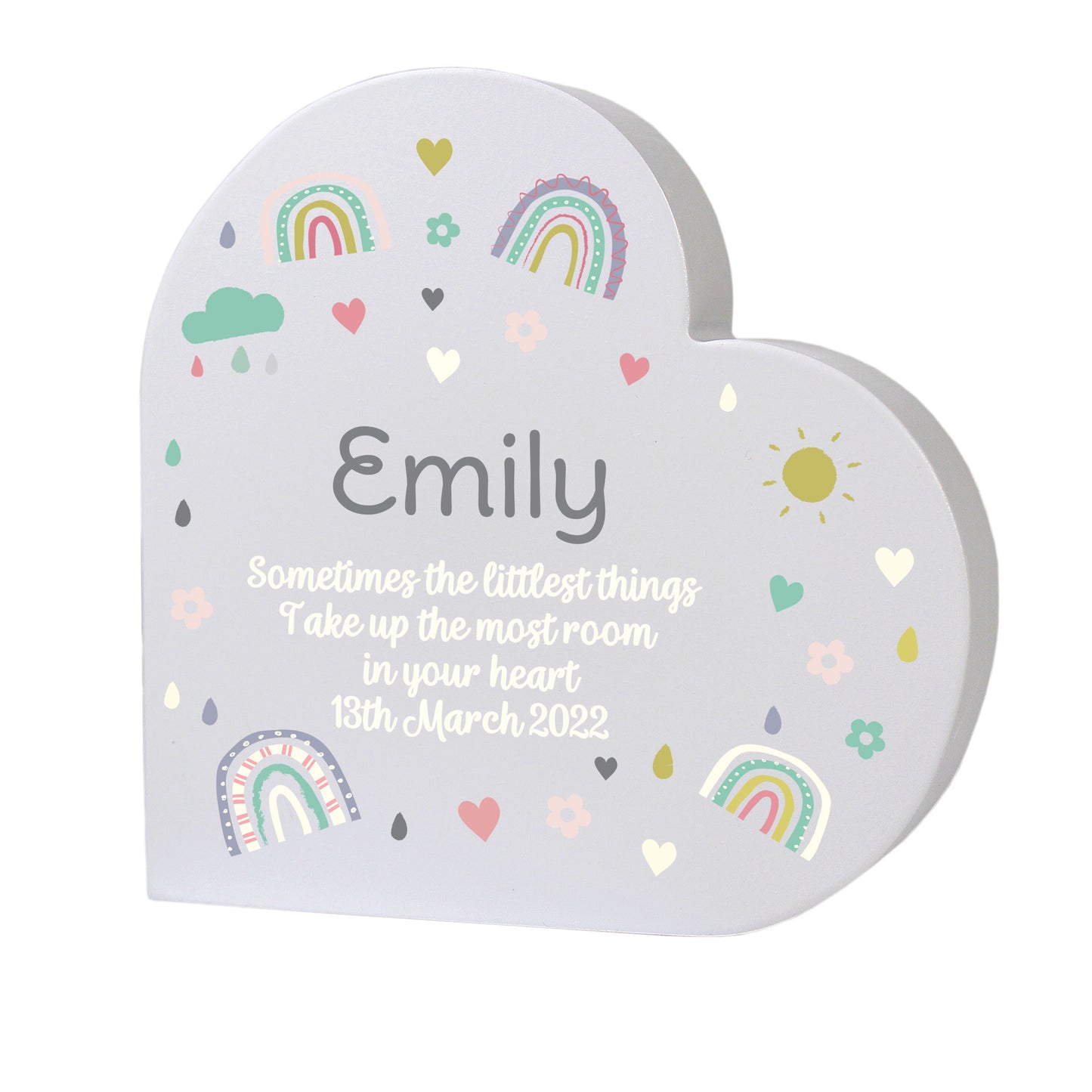 Personalised Rainbow Free Standing Heart ornament