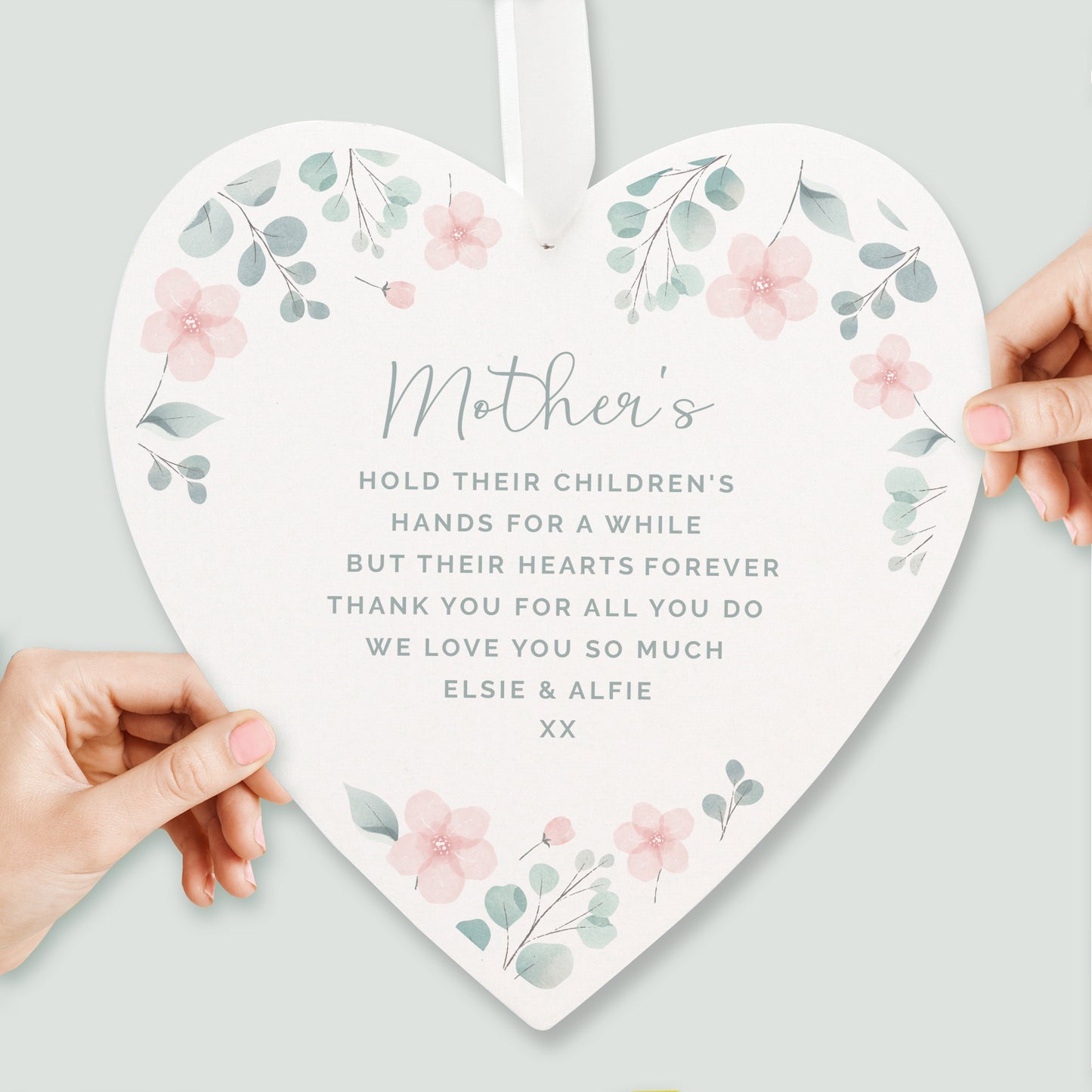 Personalised Floral Wooden Heart Decoration