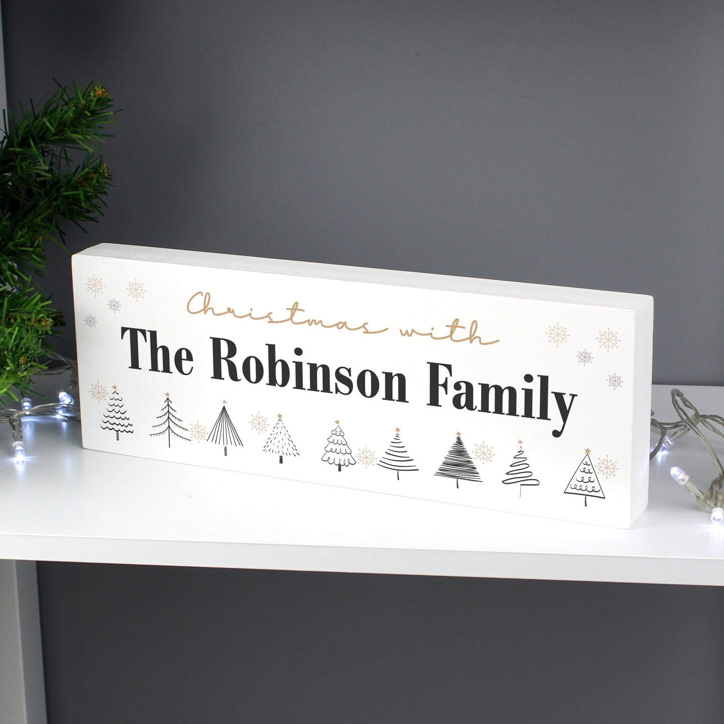 Personalised Christmas Tree Wooden Mantel Decoration