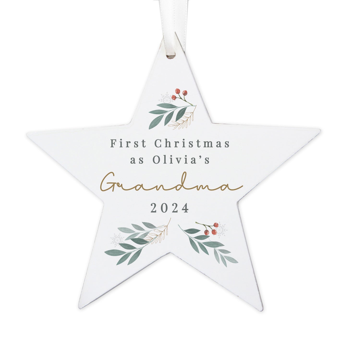 Personalised Christmas Foliage Hanging Star Decoration