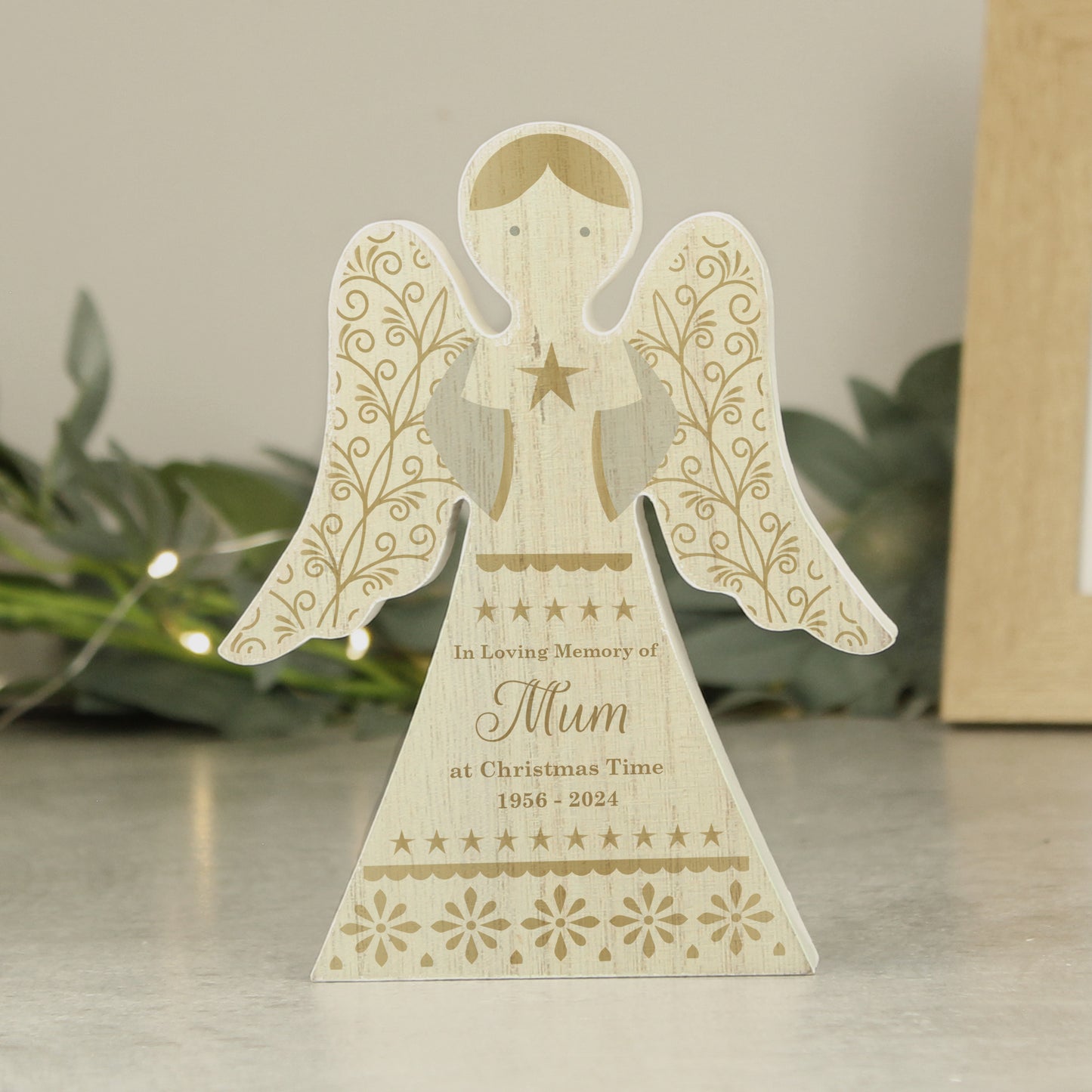 Personalised Christmas Angel Wooden Ornament