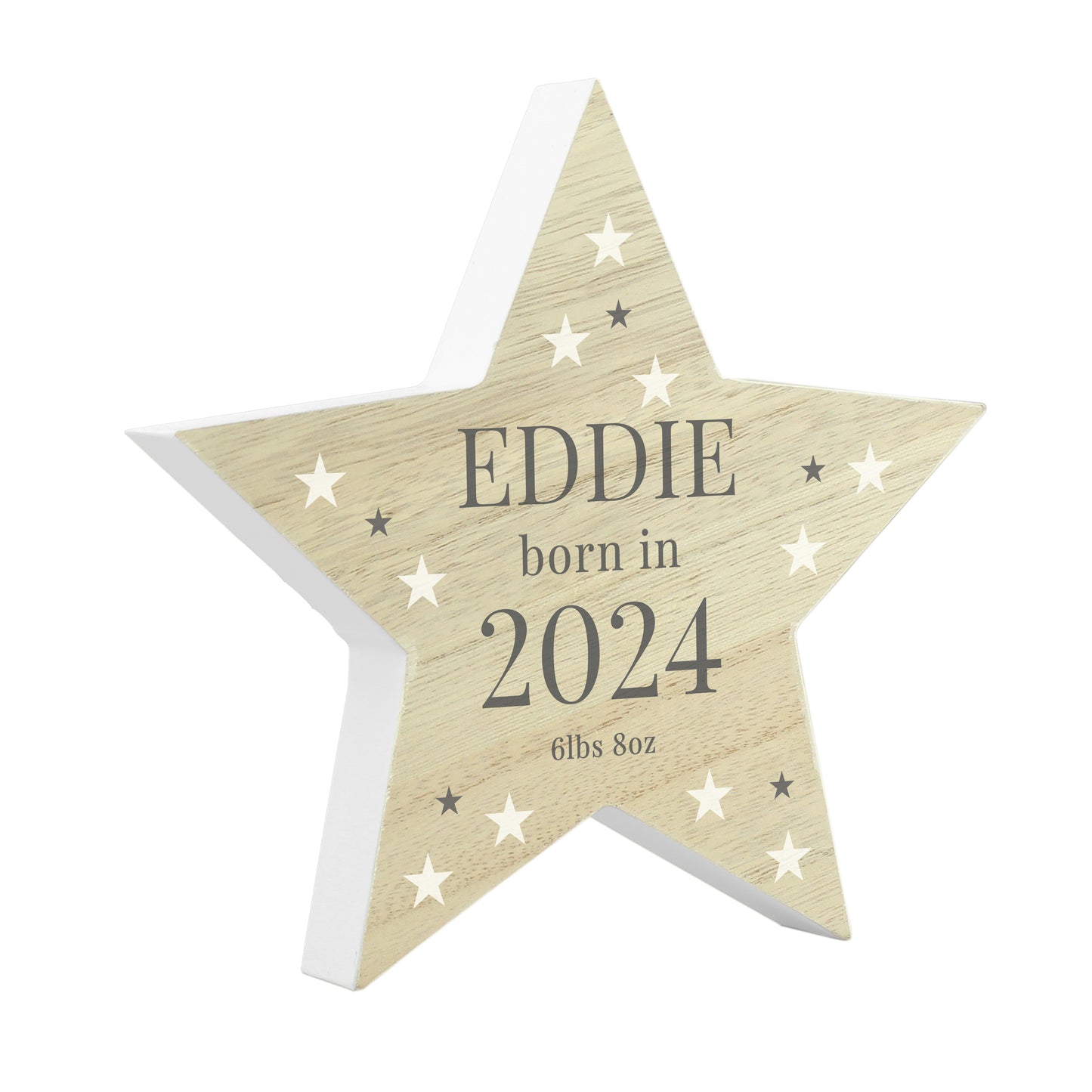 Personalised Born In Wooden Star Ornament