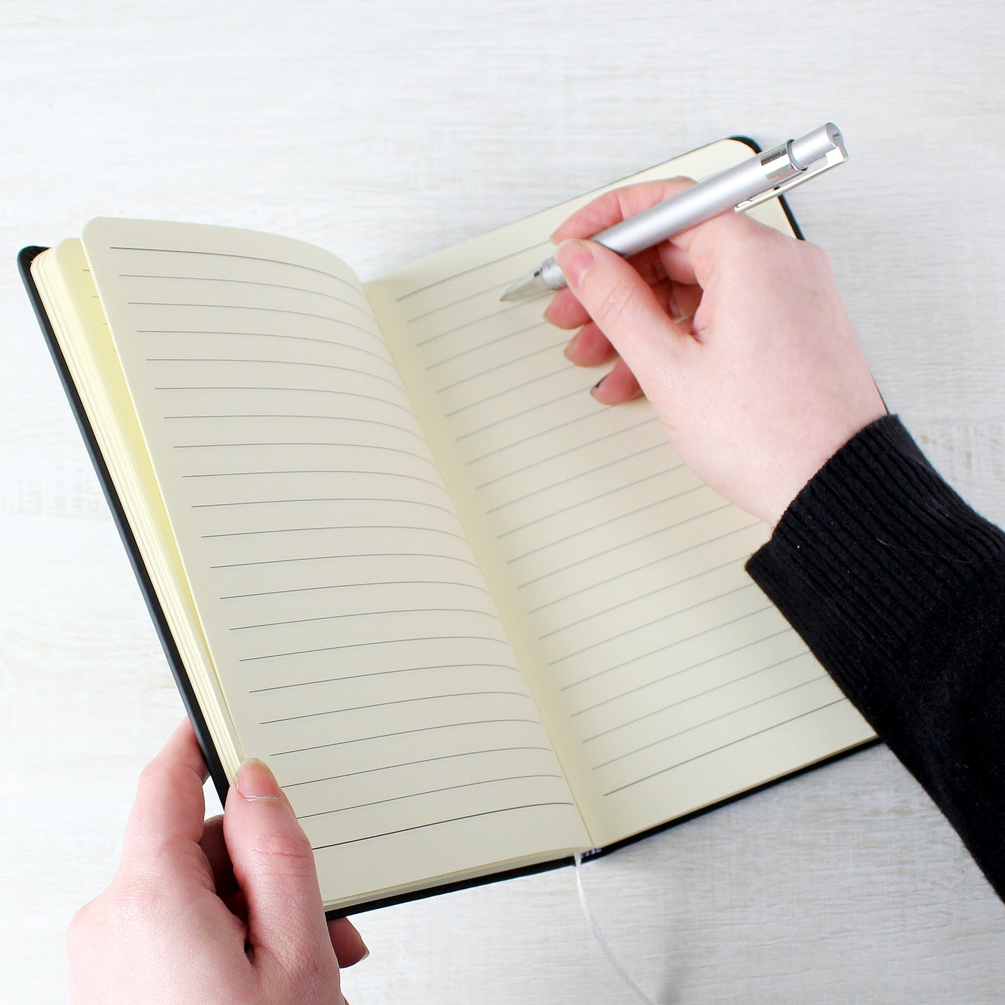 Personalised Leopard Print Black Hardback Notebook